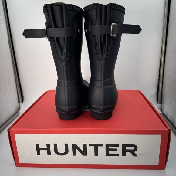 New Hunter Women's Navy (NVY)Blue Original Short Back Adjustable Rain Boots Sz 7 - Picture 4 of 13